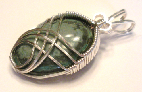 Judy Larson's Art Deco Wire Wrapped Pendant - , Classic Wire Jewelry, Wire Wrapping, Wrapping, Wire Wrapping Jewelry, wire wrapped cabochon